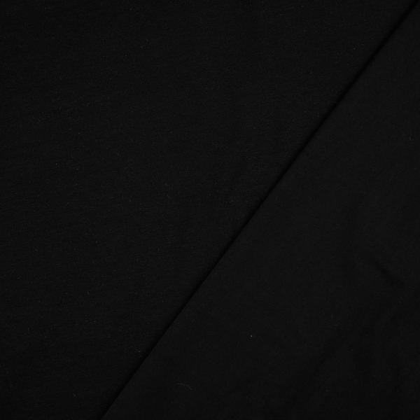60 cm Reststück Wintersweat - Stretch Sweatshirt Uni Schwarz